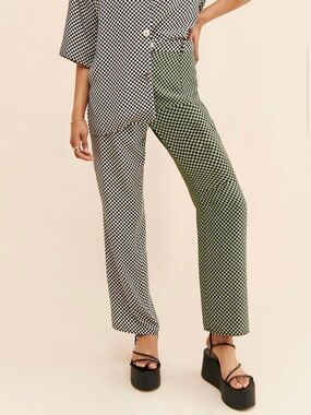 Lisa Says Gah Dane Two-Toned Checkered Trouser Pants XS